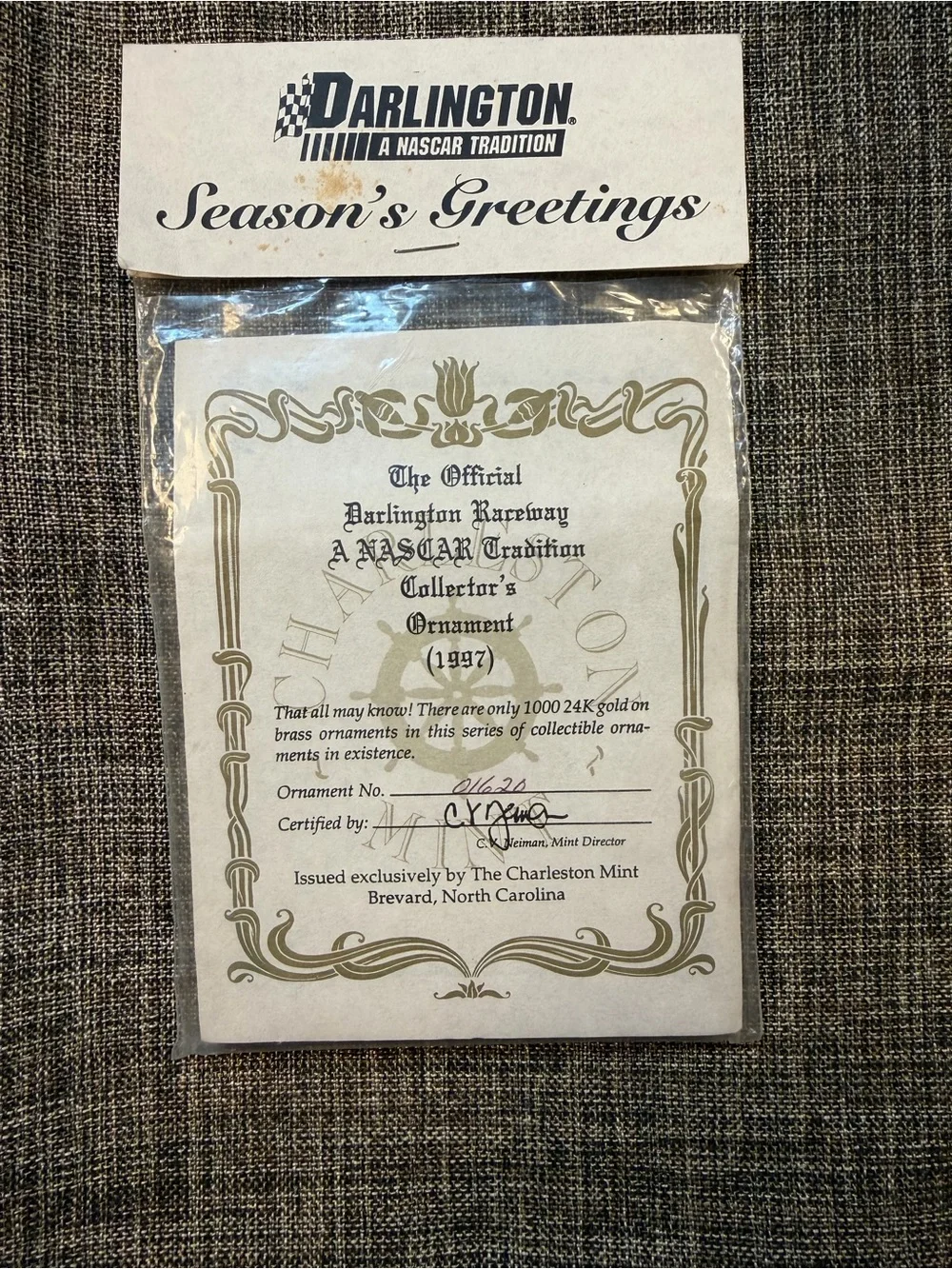 The Charleston Mint 1997 Darlington Christmas Ornament 24k Gold Plated Brass